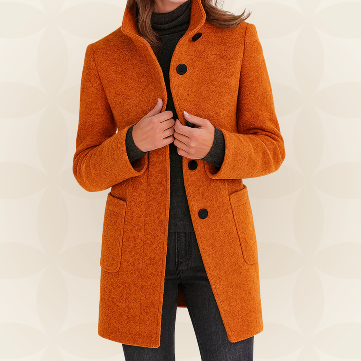 Elin | Wool Coat with High Collar and Buttons