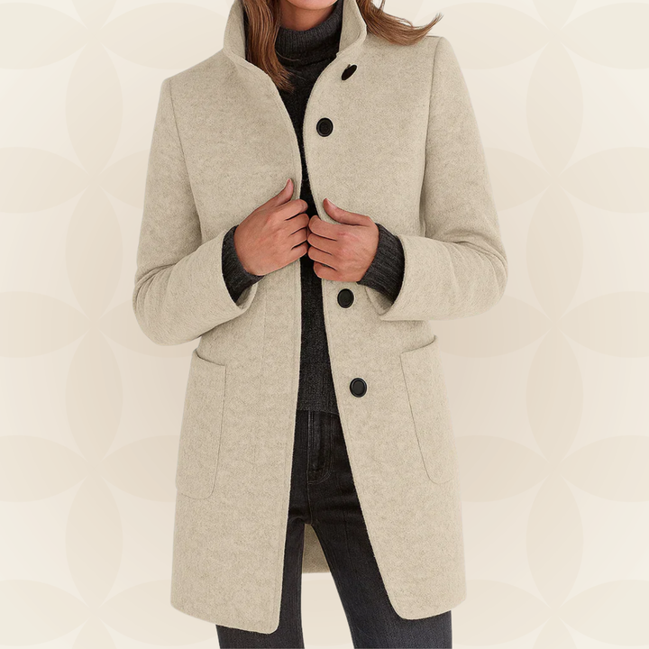 Elin | Wool Coat with High Collar and Buttons