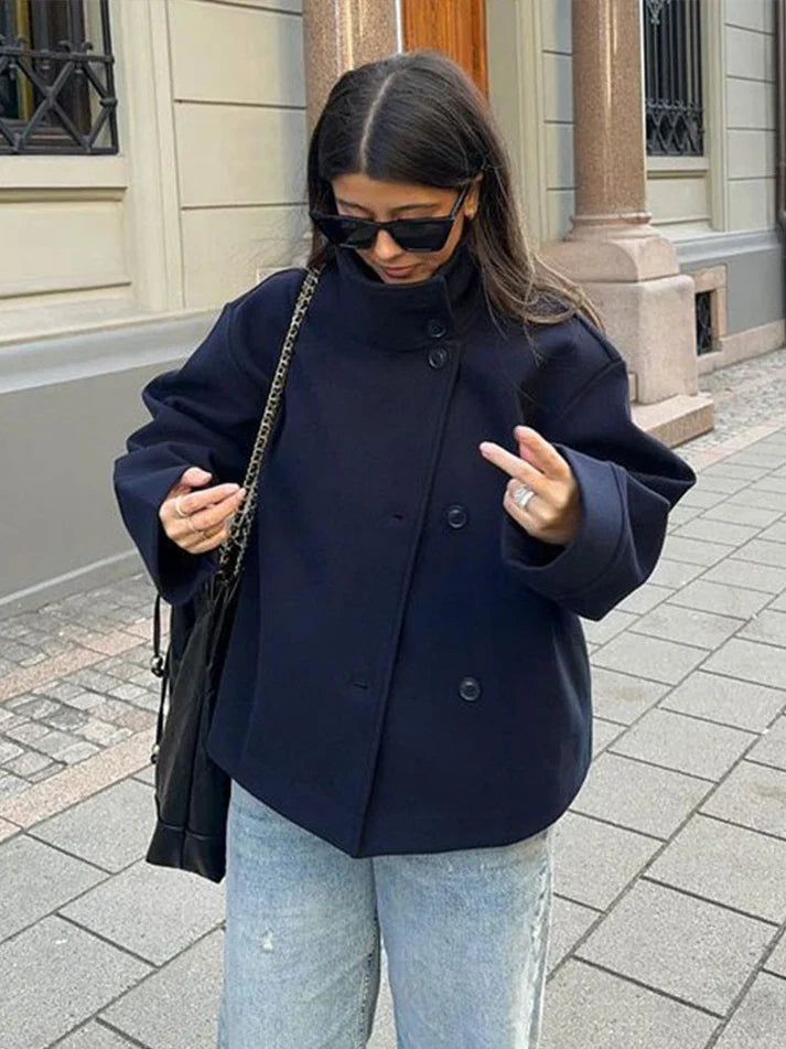 Freya | Short Wool Coat with High Collar