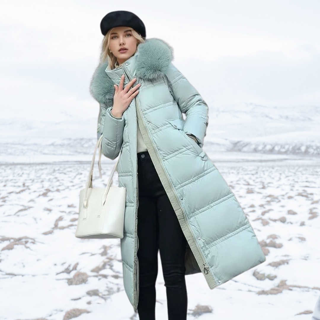 Lucia | Long Puffer Coat with Faux Fur Hood