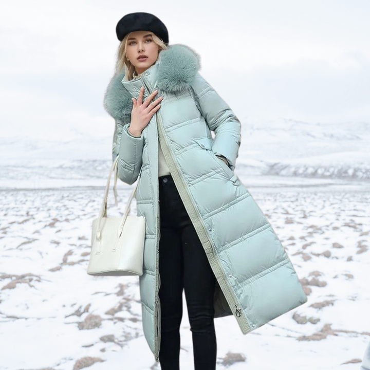 Lucia | Long Puffer Coat with Faux Fur Hood