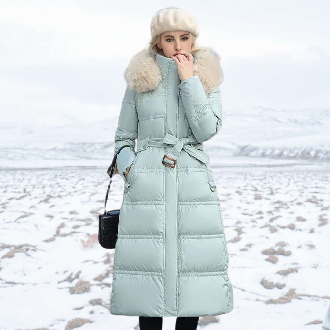 Lucia | Long Puffer Coat with Faux Fur Hood