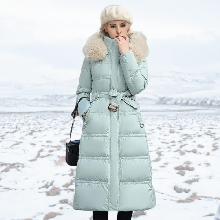 Lucia | Long Puffer Coat with Faux Fur Hood