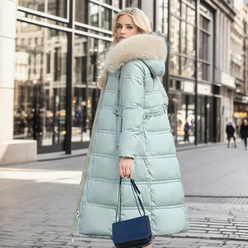 Lucia | Long Puffer Coat with Faux Fur Hood