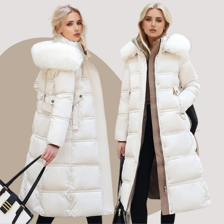 Lucia | Long Puffer Coat with Faux Fur Hood