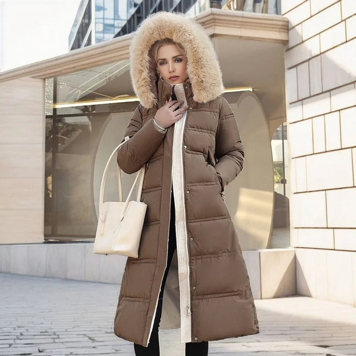 Lucia | Long Puffer Coat with Faux Fur Hood