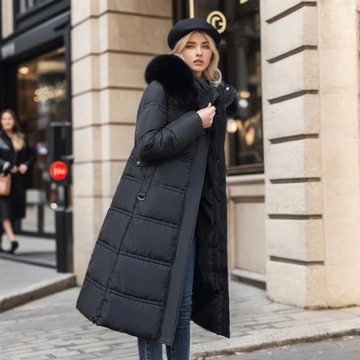 Lucia | Long Puffer Coat with Faux Fur Hood
