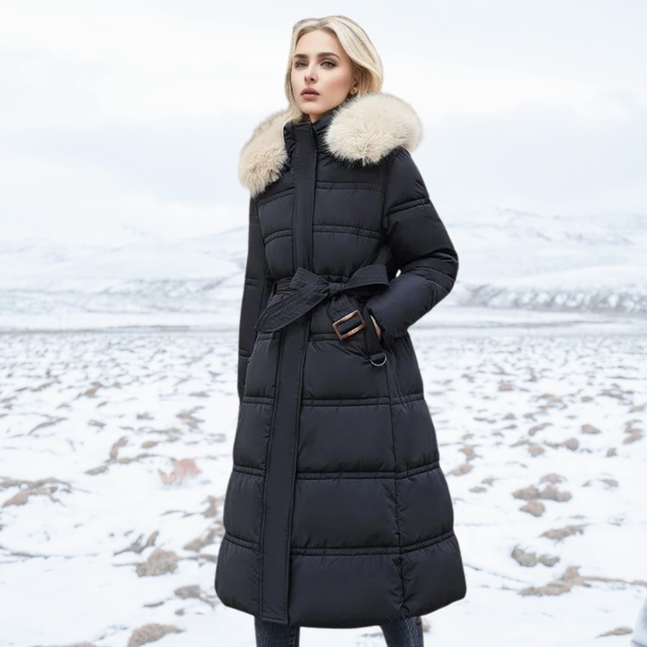 Lucia | Long Puffer Coat with Faux Fur Hood