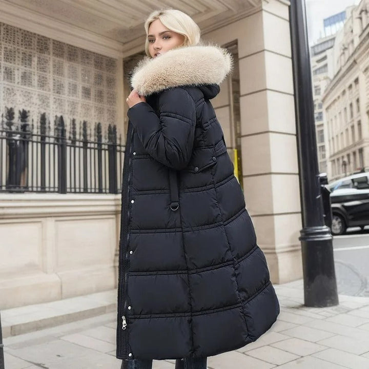 Lucia | Long Puffer Coat with Faux Fur Hood
