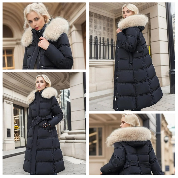Lucia | Long Puffer Coat with Faux Fur Hood