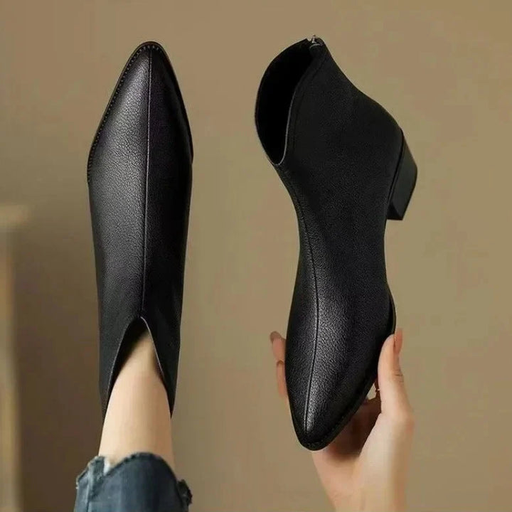 Kensley | Faux Leather Ankle Boots with Pointed Toe