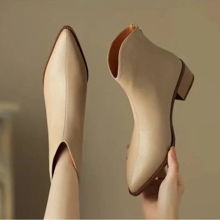 Kensley | Faux Leather Ankle Boots with Pointed Toe