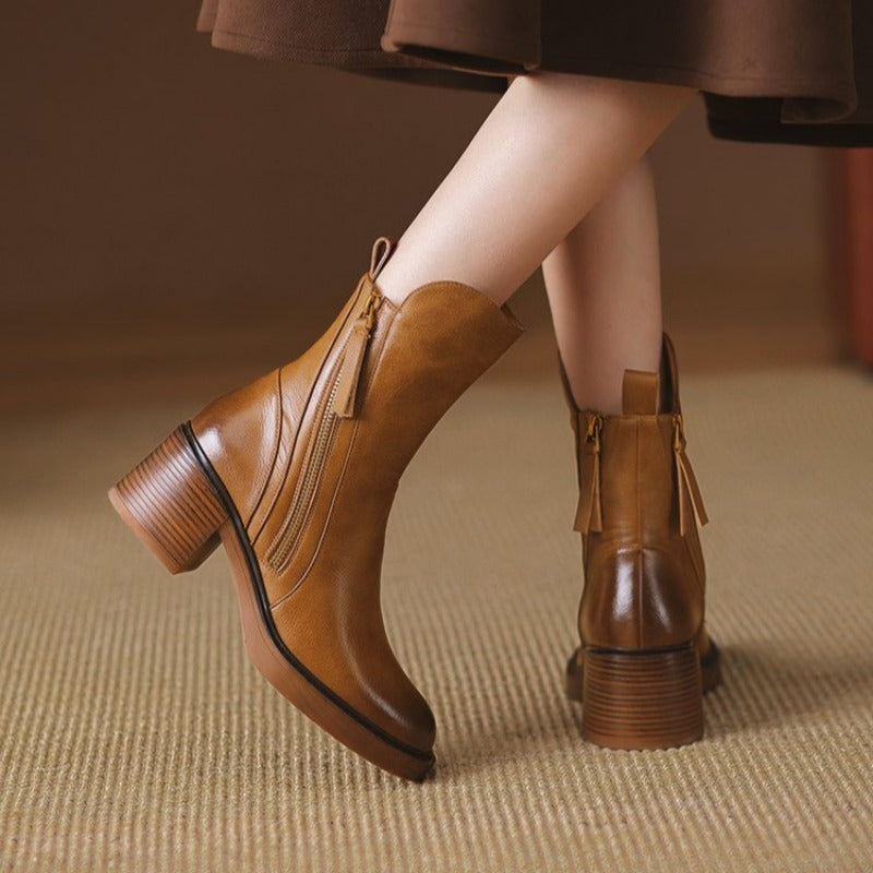 Selene | Heeled Ankle Boots with Side Zip