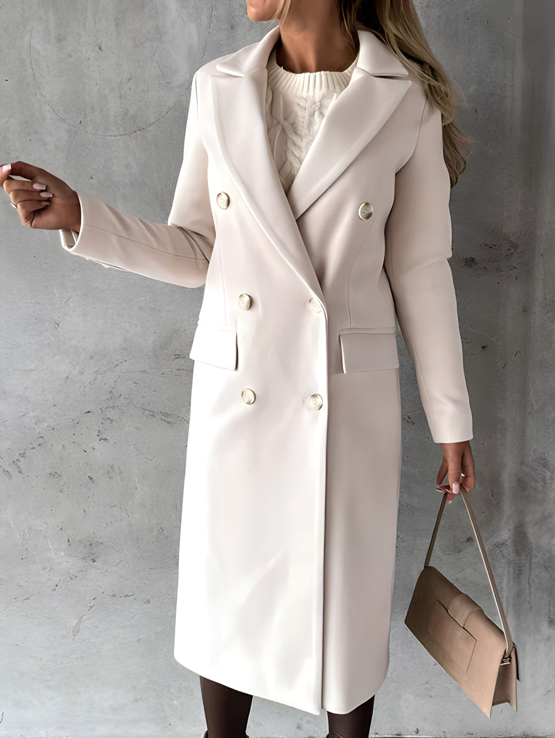 Ines | Long Wool Coat with Flap Pockets