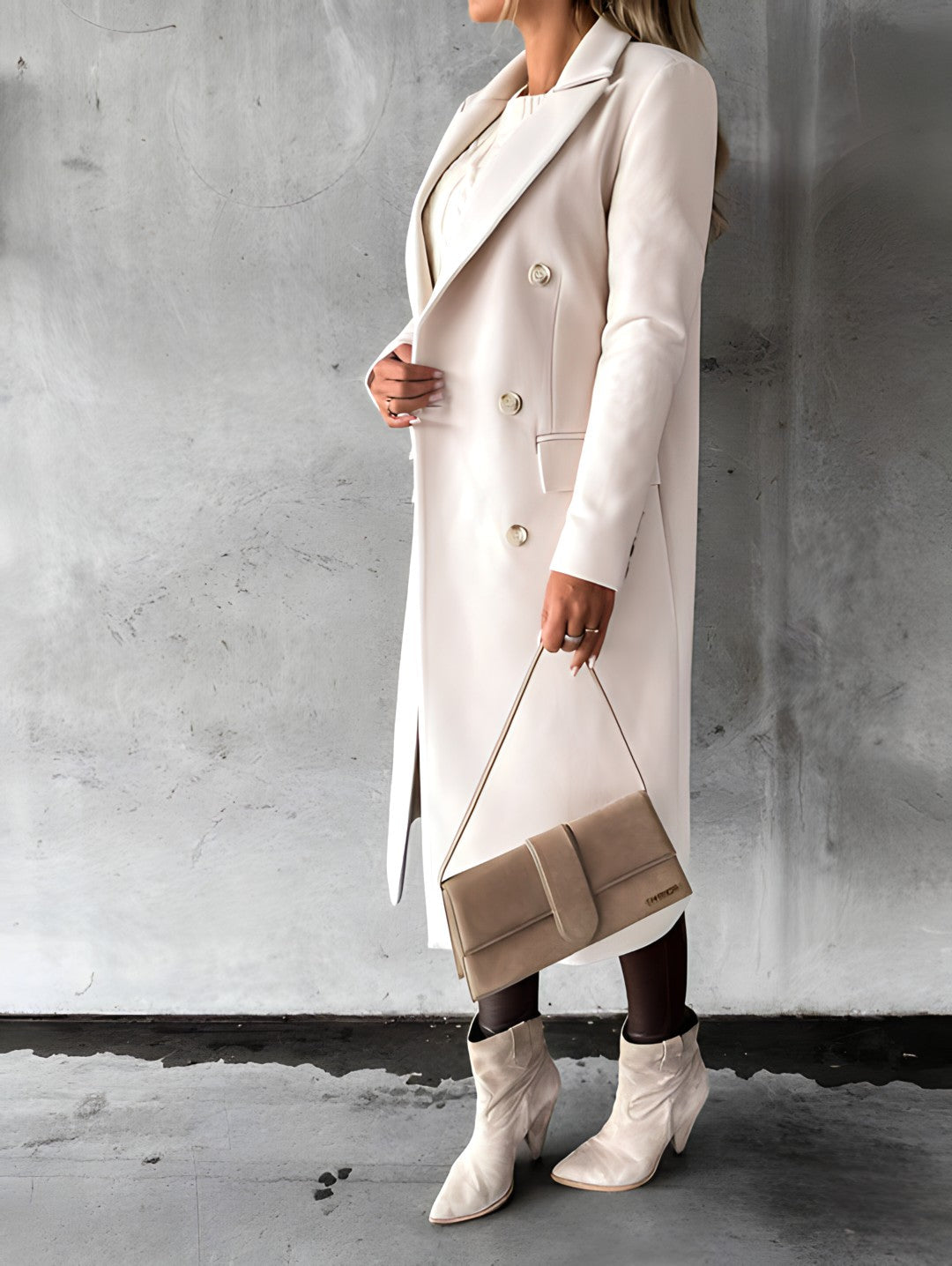 Ines | Long Wool Coat with Flap Pockets