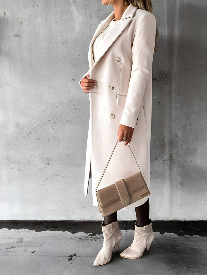 Ines | Long Wool Coat with Flap Pockets