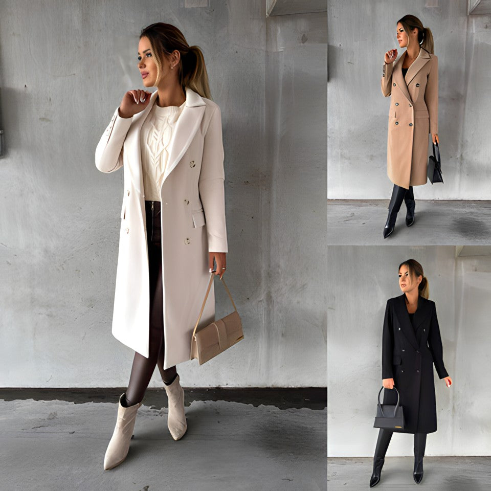 Ines | Long Wool Coat with Flap Pockets