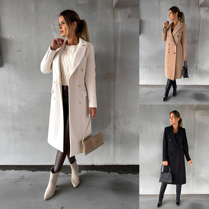 Ines | Long Wool Coat with Flap Pockets