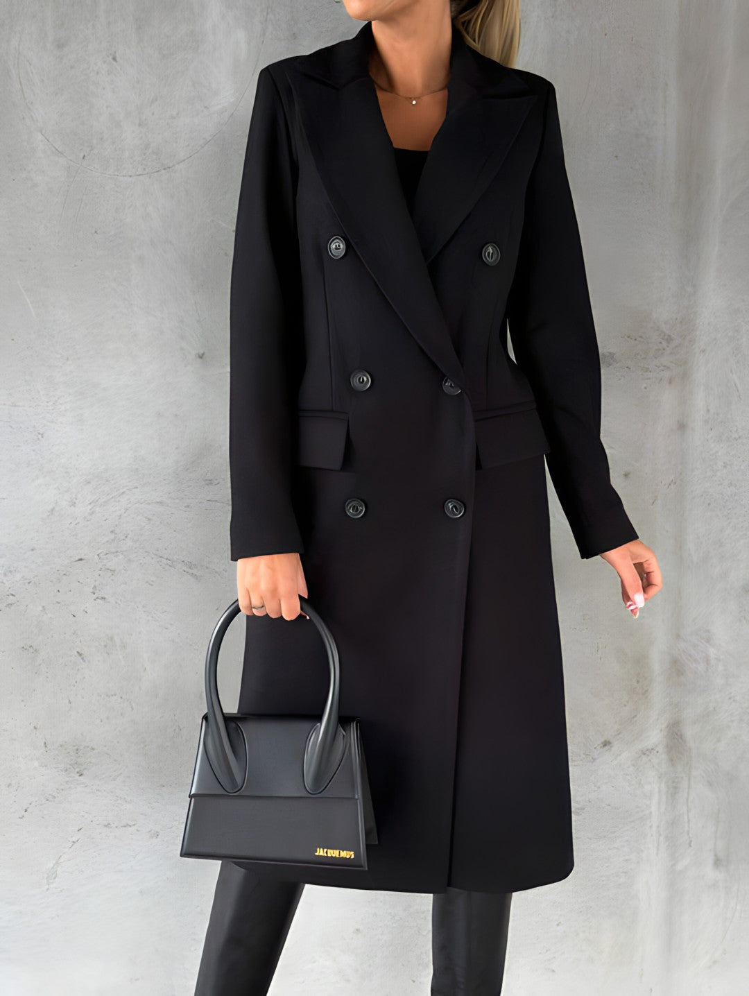 Ines | Long Wool Coat with Flap Pockets