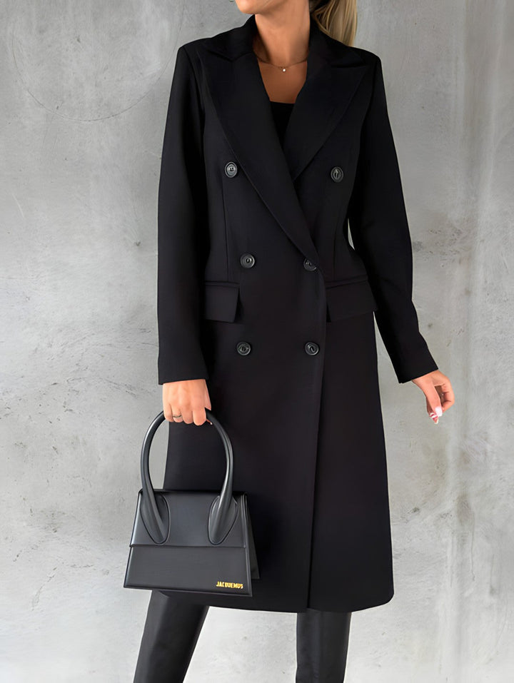 Ines | Long Wool Coat with Flap Pockets
