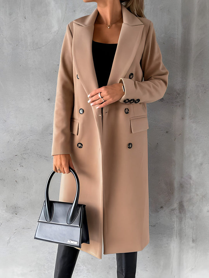 Ines | Long Wool Coat with Flap Pockets