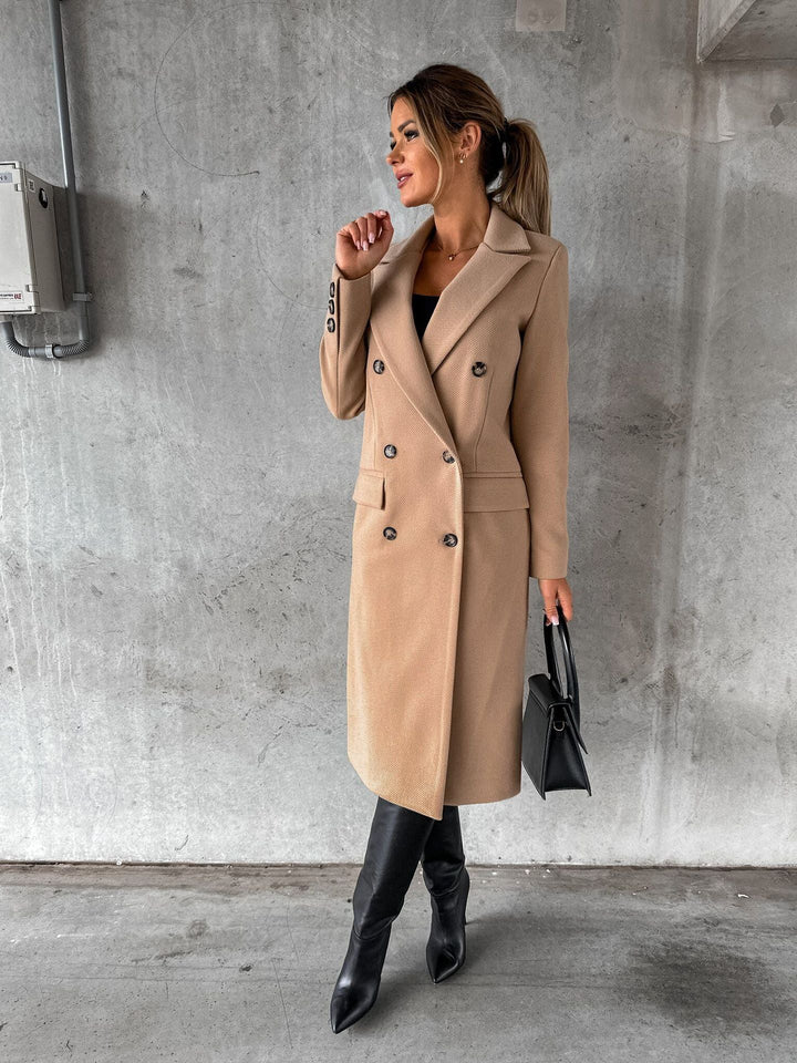 Ines | Long Wool Coat with Flap Pockets