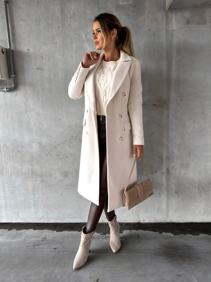 Ines | Long Wool Coat with Flap Pockets