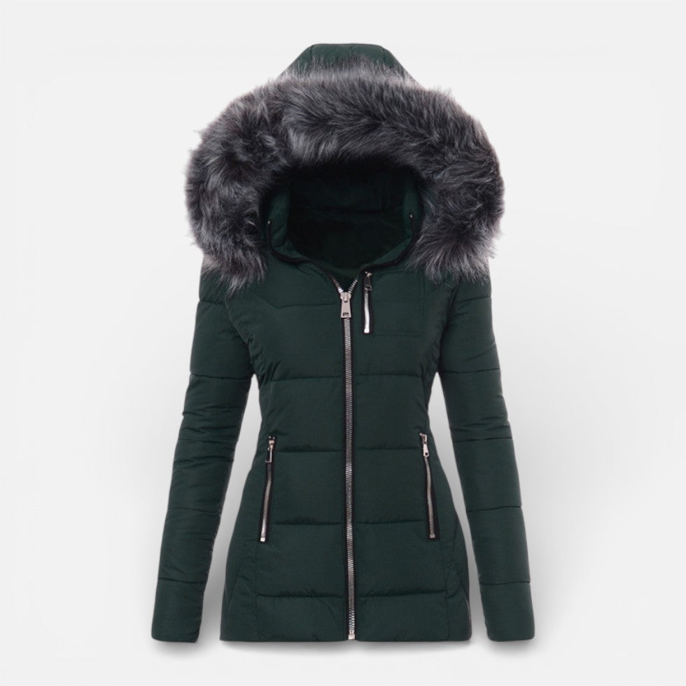 Suki | Fitted Puffer Jacket with Faux Fur Hood