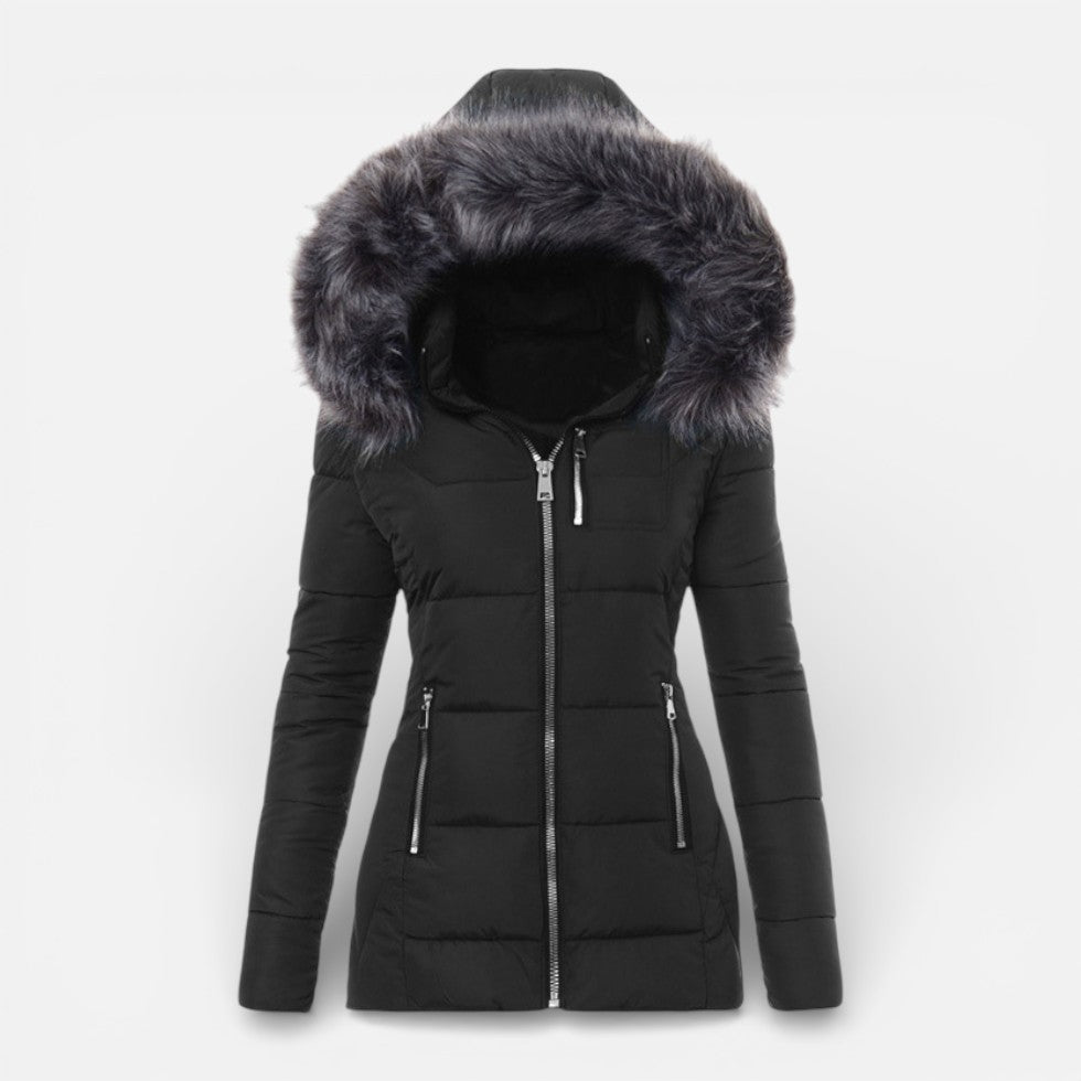 Suki | Fitted Puffer Jacket with Faux Fur Hood