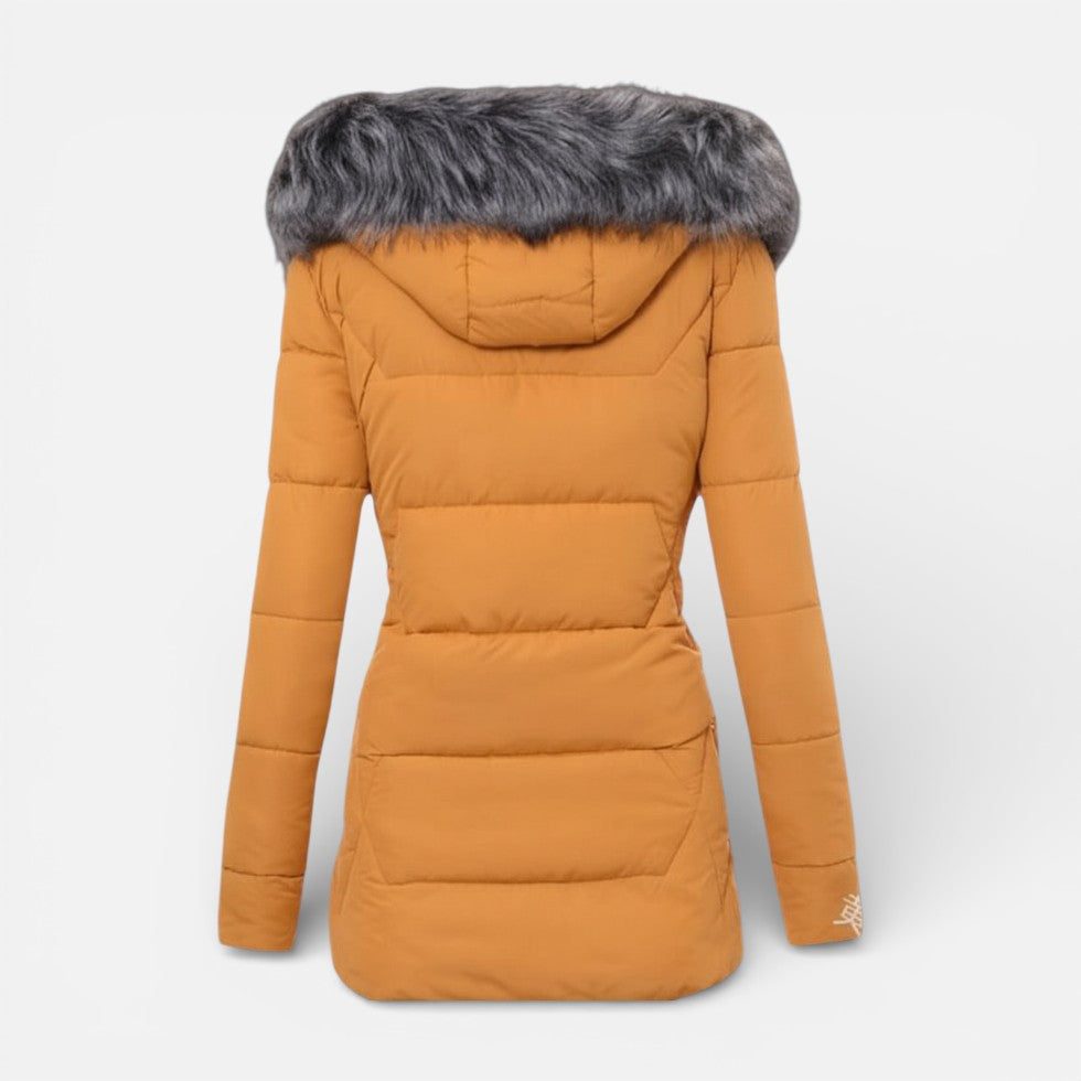 Suki | Fitted Puffer Jacket with Faux Fur Hood