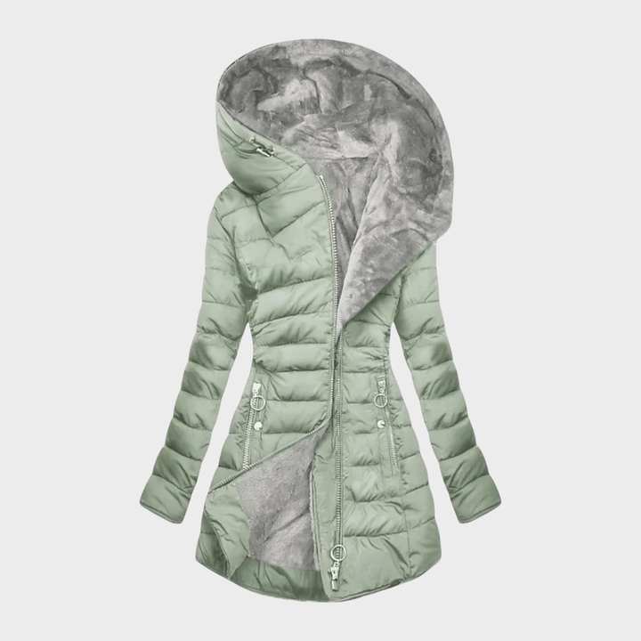 Britt | Long Quilted Puffer Coat with Oversized Hood