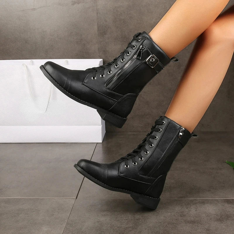 Brandy | Lace Up Ankle Boots with Buckle