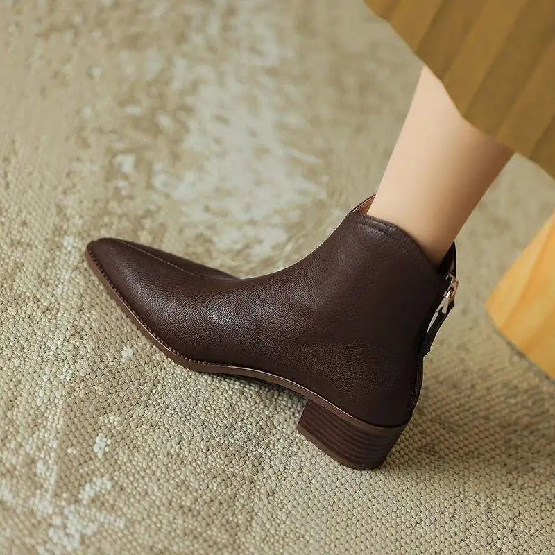 Kensley | Faux Leather Ankle Boots with Pointed Toe