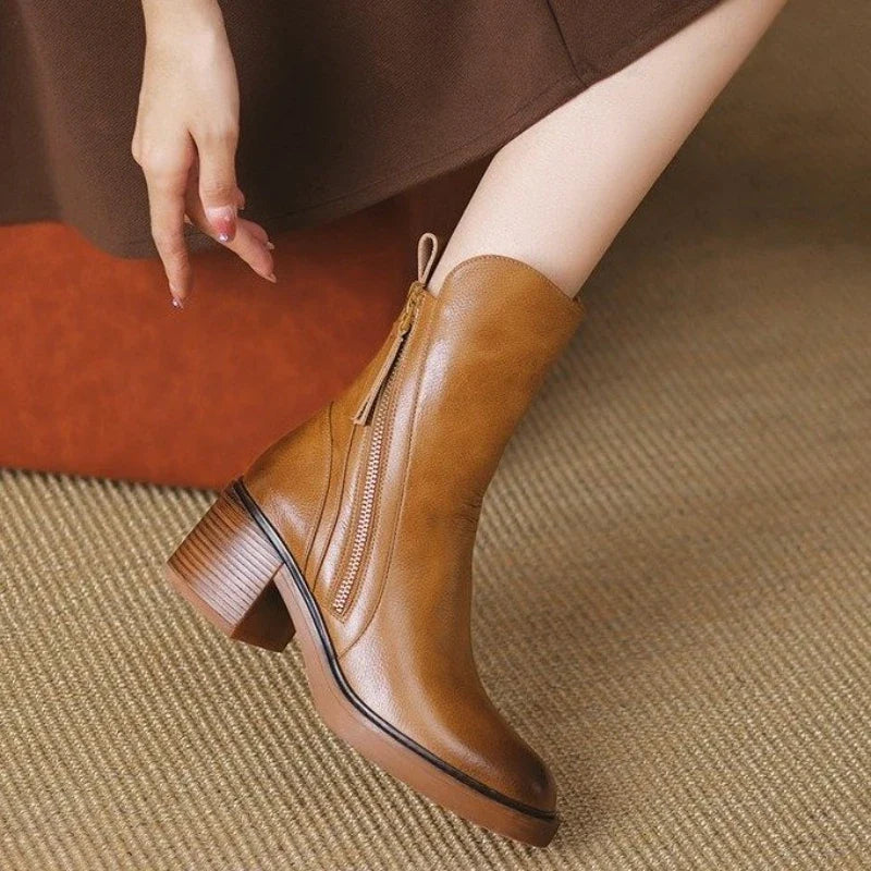 Selene | Heeled Ankle Boots with Side Zip