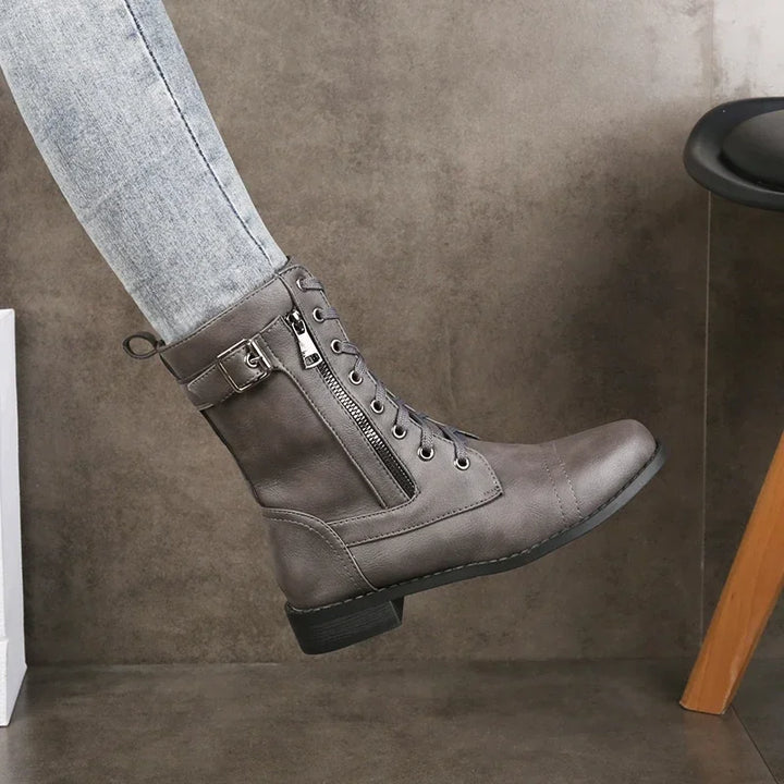 Brandy | Lace Up Ankle Boots with Buckle