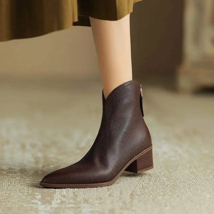 Kensley | Faux Leather Ankle Boots with Pointed Toe