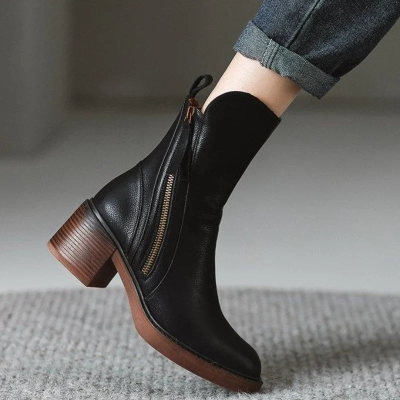 Selene | Heeled Ankle Boots with Side Zip