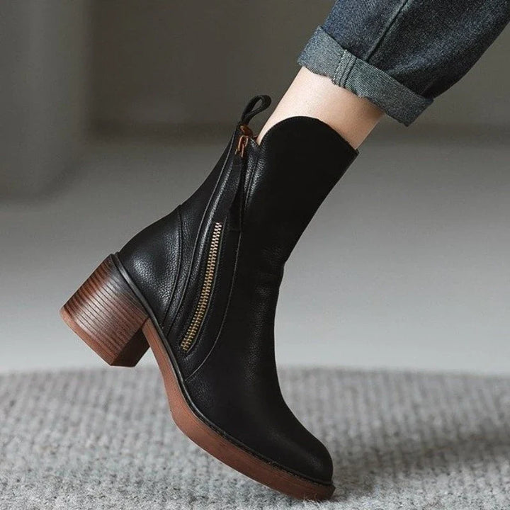 Selene | Heeled Ankle Boots with Side Zip