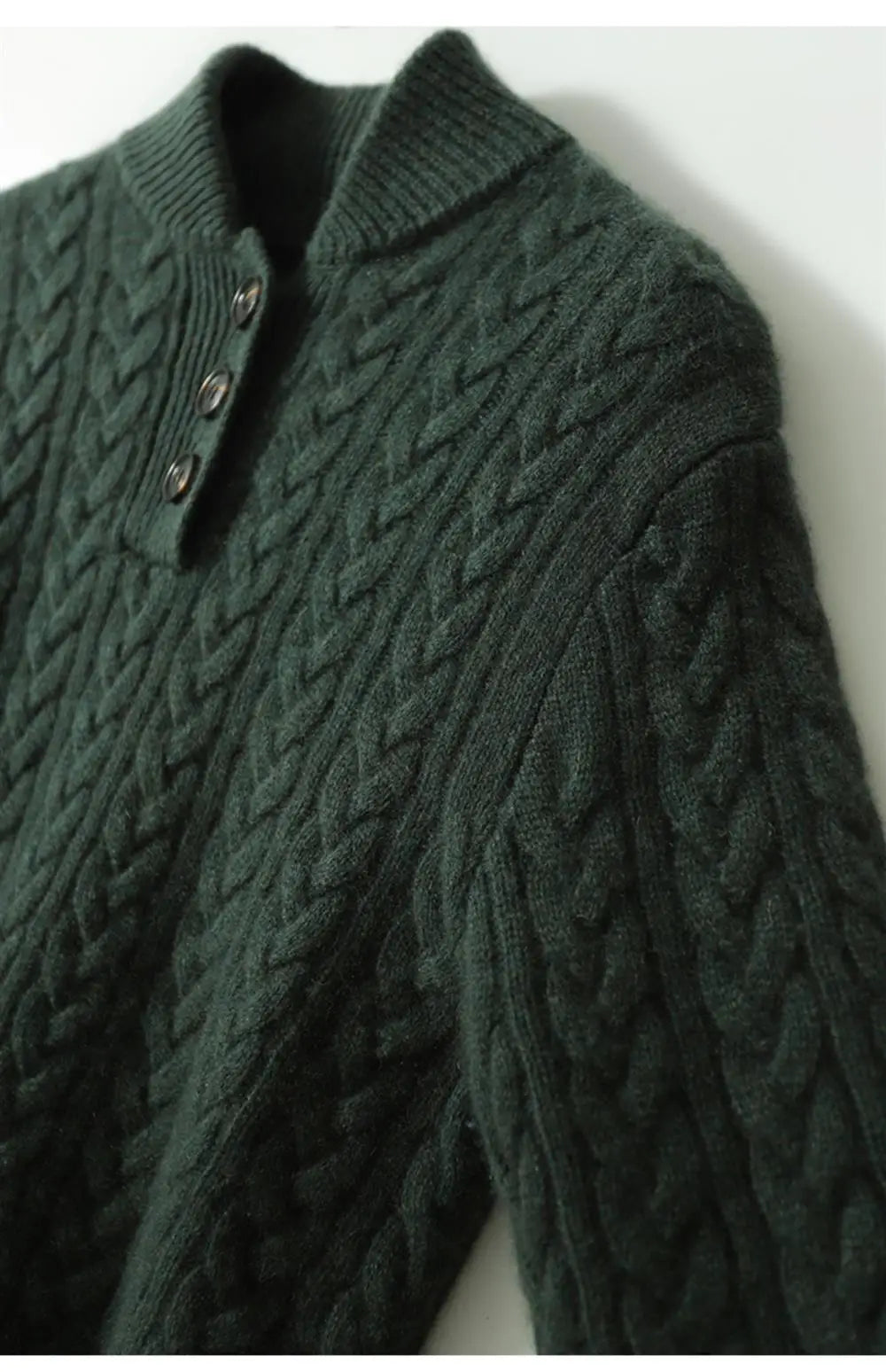 Arden | Cable Knit Sweater with Button Stand Collar