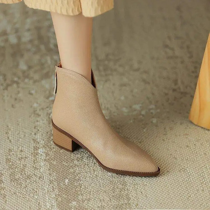 Kensley | Faux Leather Ankle Boots with Pointed Toe