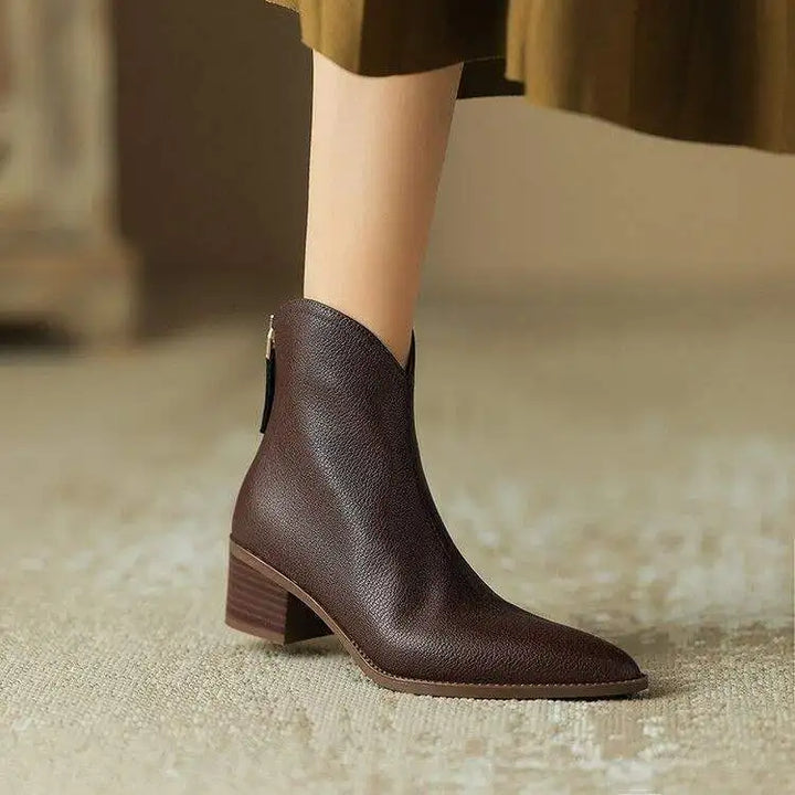 Kensley | Faux Leather Ankle Boots with Pointed Toe
