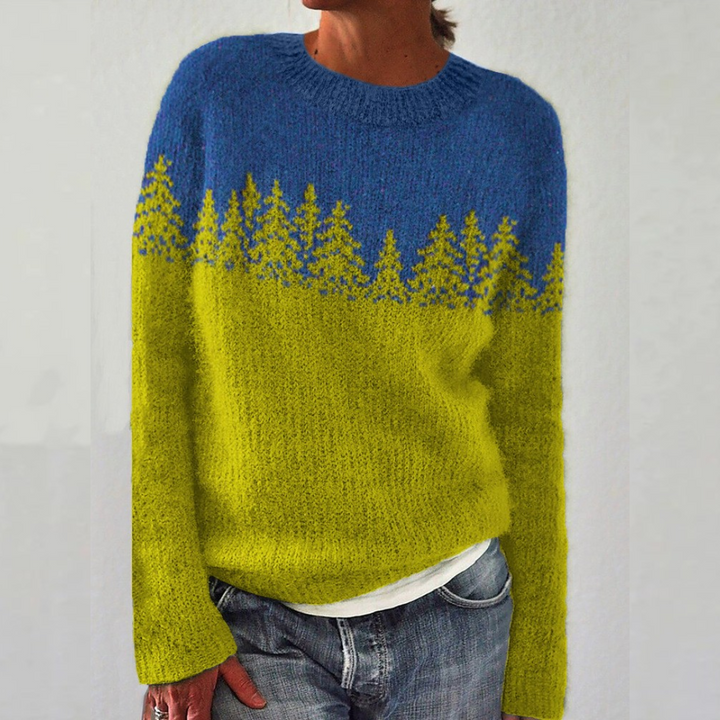 Silvia | Oversized Fair Isle Sweater with Round Neck
