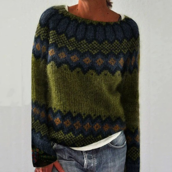 Silvia | Oversized Fair Isle Sweater with Round Neck