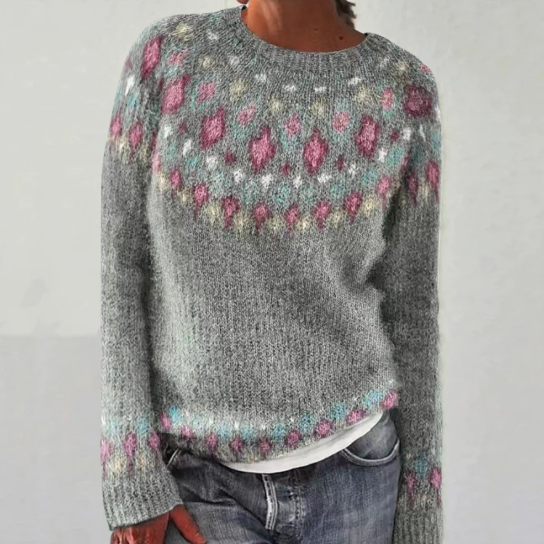 Silvia | Oversized Fair Isle Sweater with Round Neck