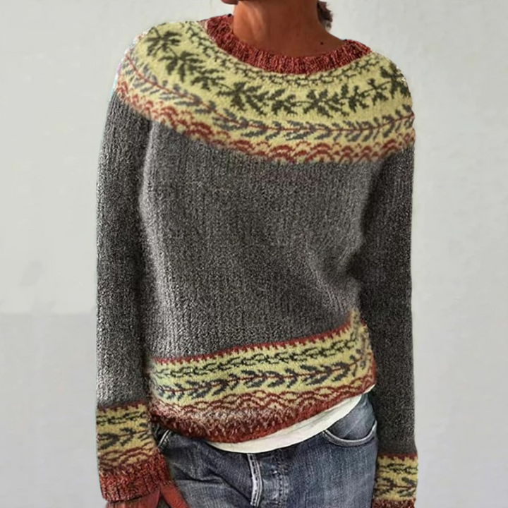 Silvia | Oversized Fair Isle Sweater with Round Neck