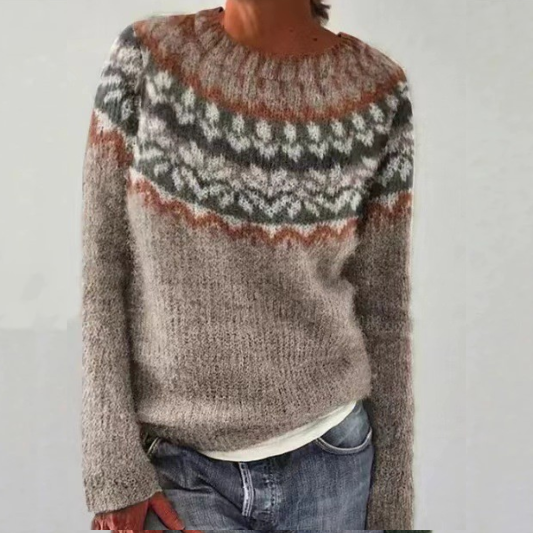 Silvia | Oversized Fair Isle Sweater with Round Neck