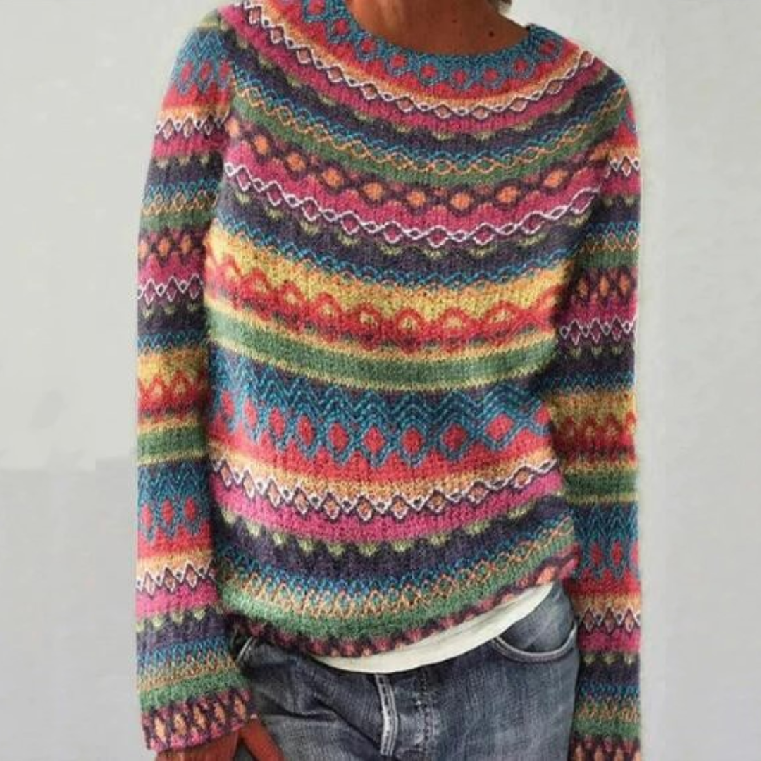 Silvia | Oversized Fair Isle Sweater with Round Neck