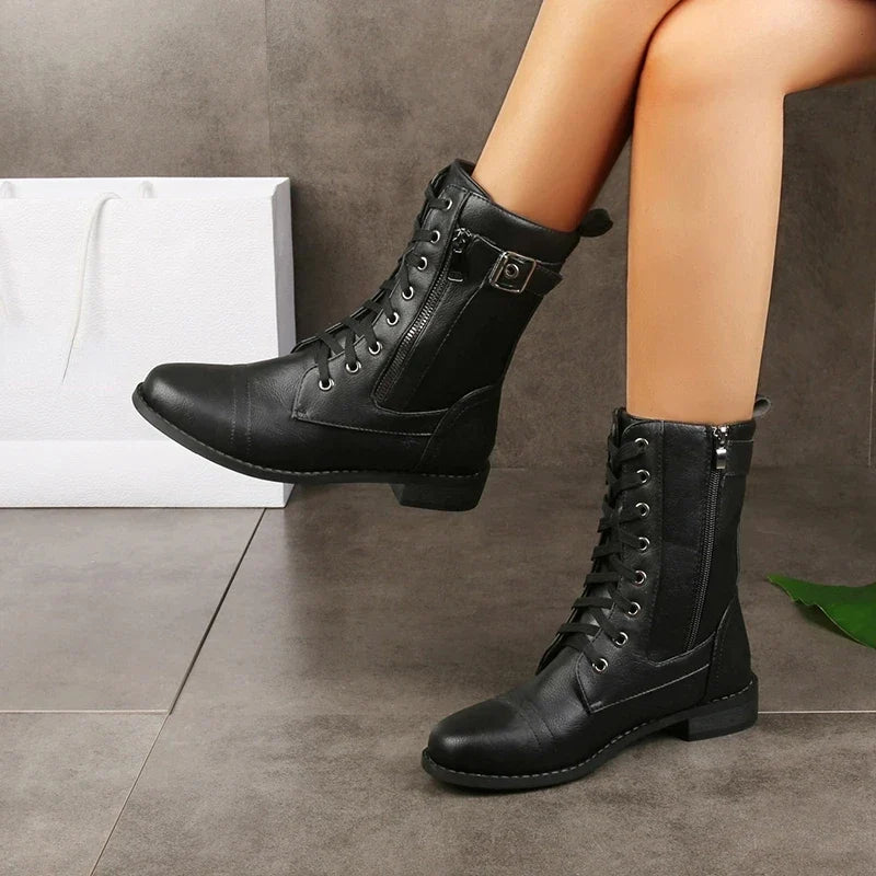 Brandy | Lace Up Ankle Boots with Buckle