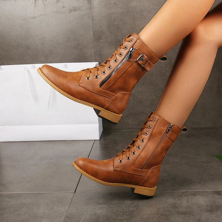 Brandy | Lace Up Ankle Boots with Buckle