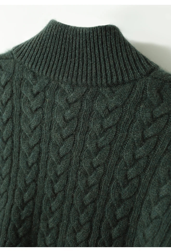 Arden | Cable Knit Sweater with Button Stand Collar